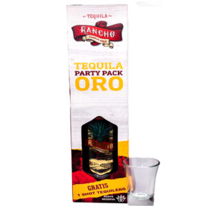 TEQUILA RANCHO PUEBLO VIEJO ORO + VASO 750ML
